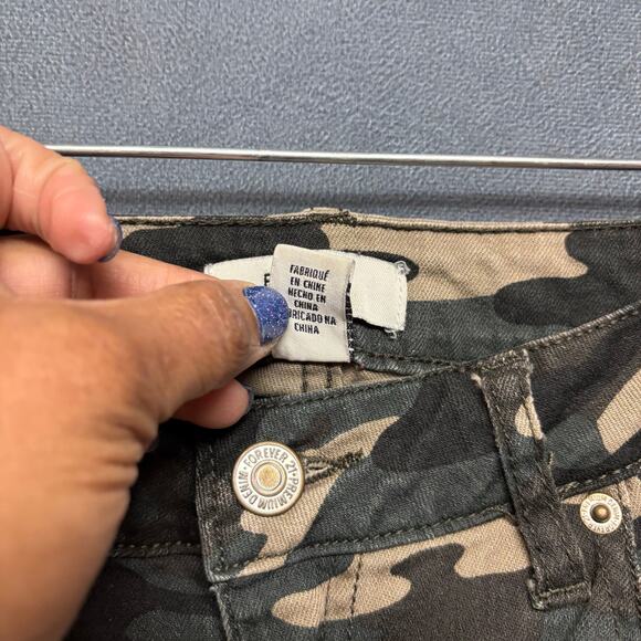 Forever 21 Army Camo Pants Skinny Jeans Juniors 25 Stretchy Distressed Grunge - Picture 8 of 12